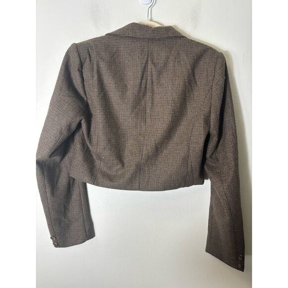 NWT ASTR the Label Brown Tweed Long Sleeve Cropped Suit Style Sz M - Picture 2 of 3